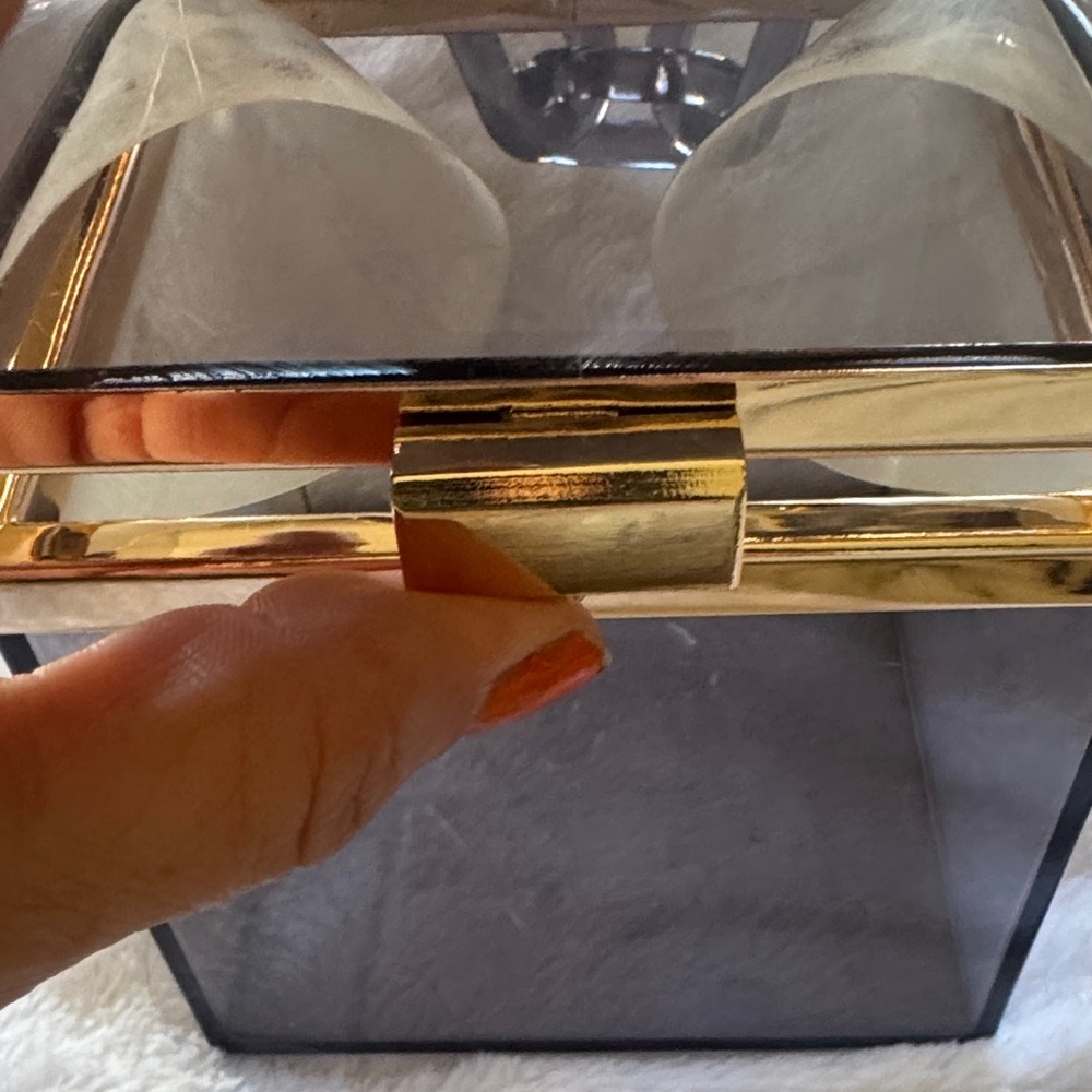 Transparent Box Clutch with Gold Accent - Picture 14 of 14
